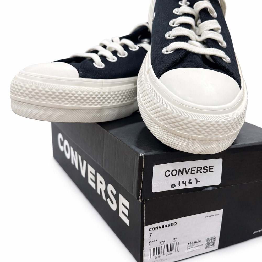 Converse Cherry Embroidered Black and White Sneakers